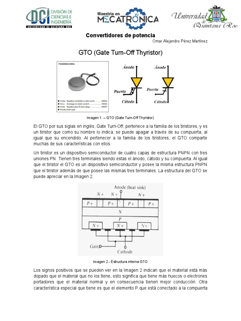 GTO Gate TurnOff Thyristor PDF Corriente eléctrica
