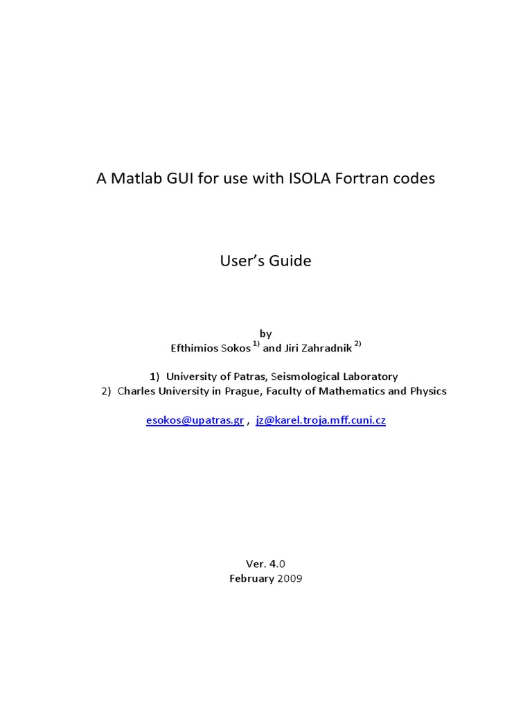 A Matlab GUI For Use With ISOLA Fortran Codes | PDF | Eigenvalues And ...