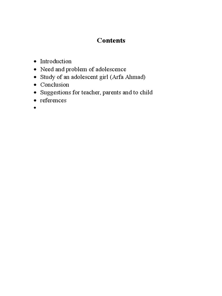 Need and Problem of Adolescence Study of An Adolescent Girl (Arfa Ahmad ...