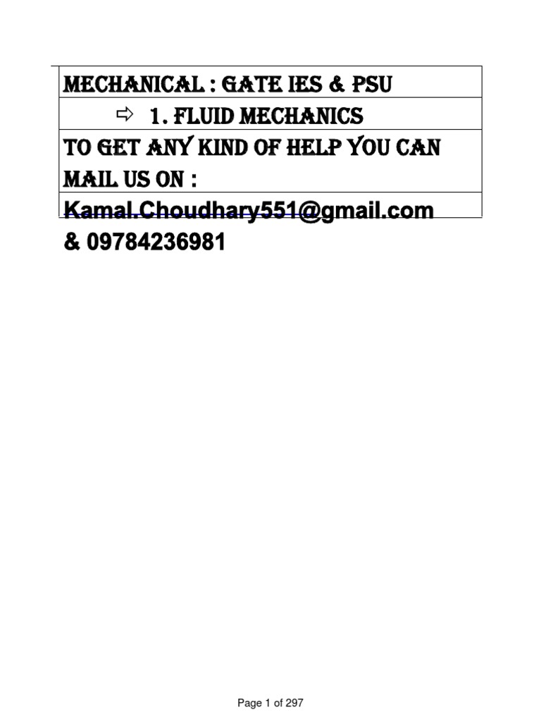 Fluid Mechanics GATE & IES Notes | PDF | Engineering | Computing