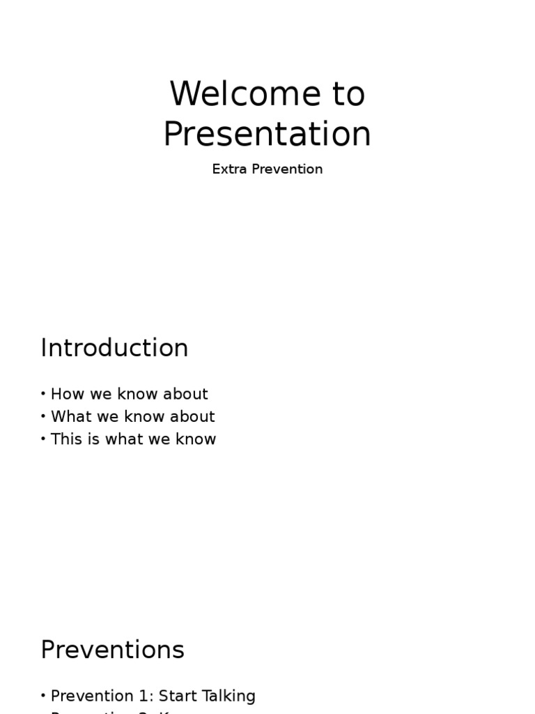 Welcome To Presentation: Extra Prevention | PDF | Self-Improvement ...