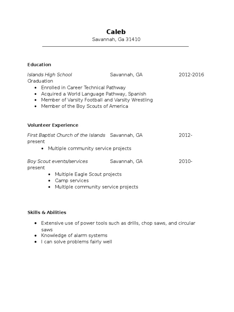 Internet Resume of Caleb | PDF