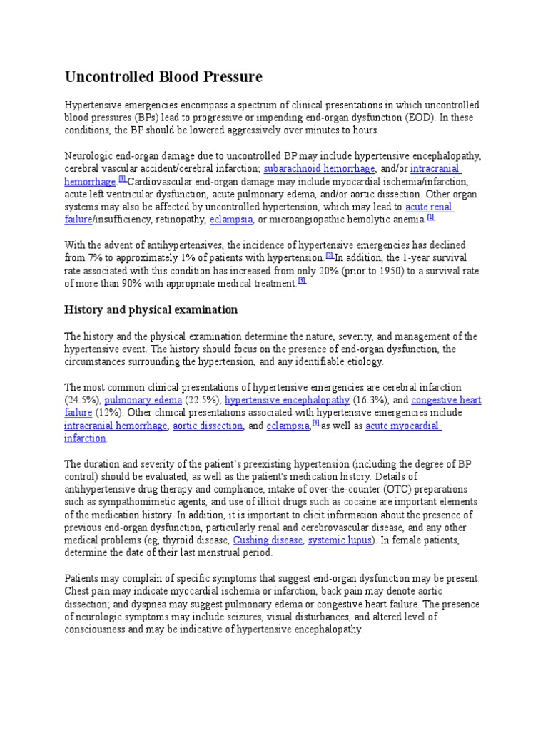 Uncontrolled Blood Pressure | PDF | Hypertension | Cardiovascular System