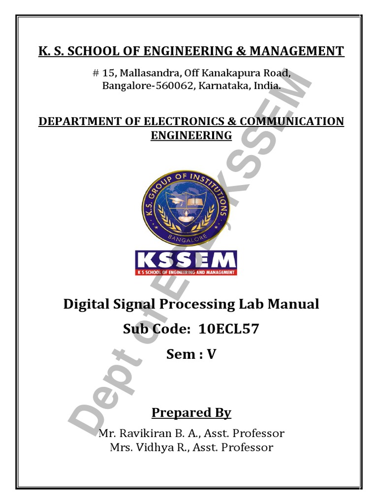DSP Lab Manual (10ECL57) - VTU Syllabus | Digital Signal Processor (16K  views)