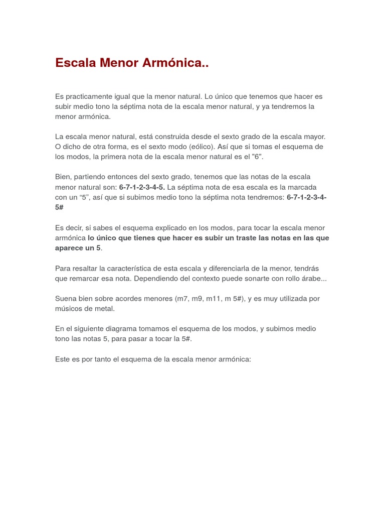 Acordes y Escalas Menor Armónica | PDF | Acorde (Música) | Escala (música)