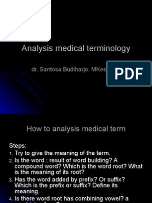Analysis Of Medical Terminology Linguistics Anatomy