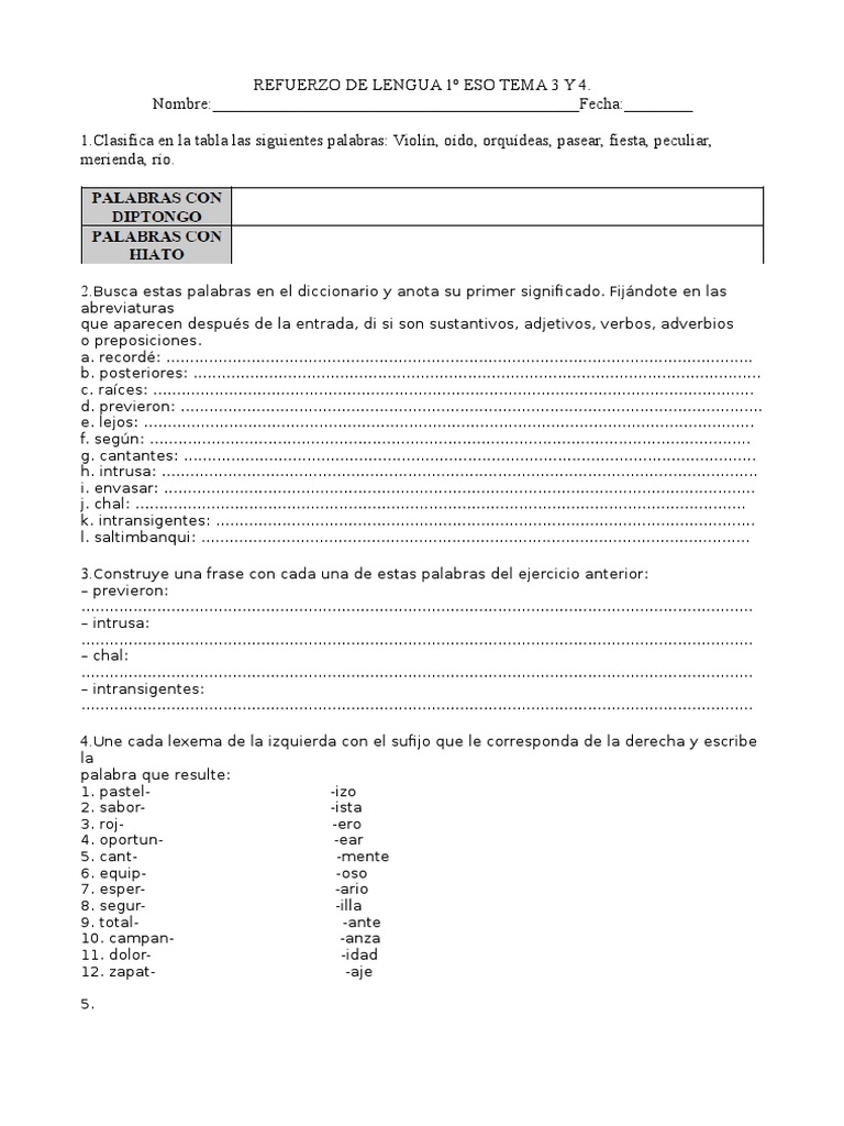 Examen Lengua 1º Eso Por Modulos