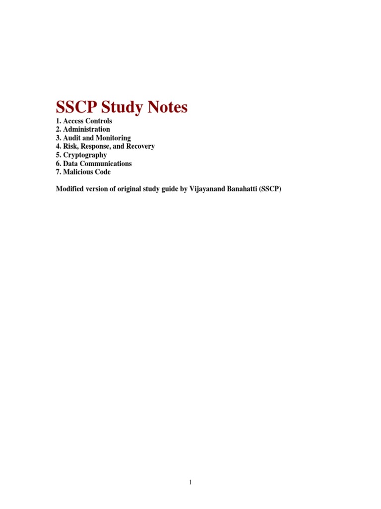 SSCP Notes 2.0 | PDF