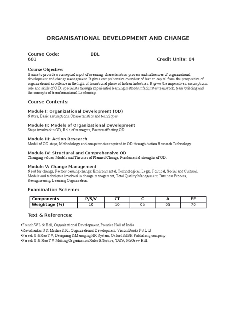 Organizational Development & Change Course | PDF | Career & Growth ...