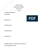 Maxfort School Mathematics Reflection Month-March Class-3 Q1.match The Following:-A) Half Past 6