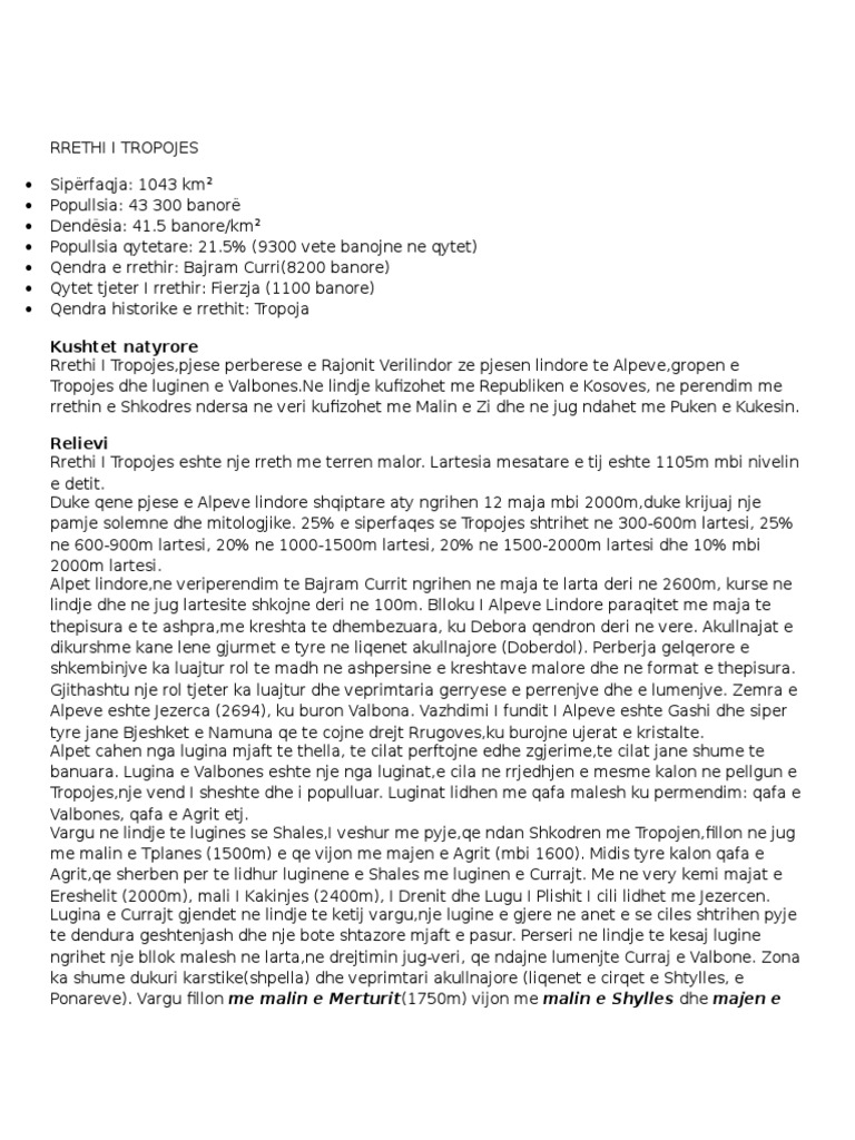 Rrethi I Tropojes | PDF