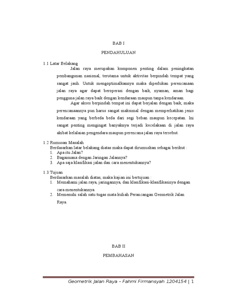 Makalah Kajian Jalan Raya