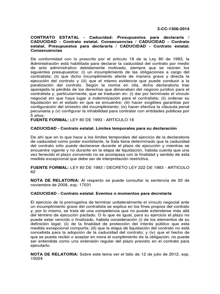 Caducidad Del Contrato - Consejo de Estado
