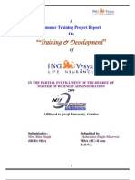 ING Vysya Life Insurance project report on Training and Devlopment