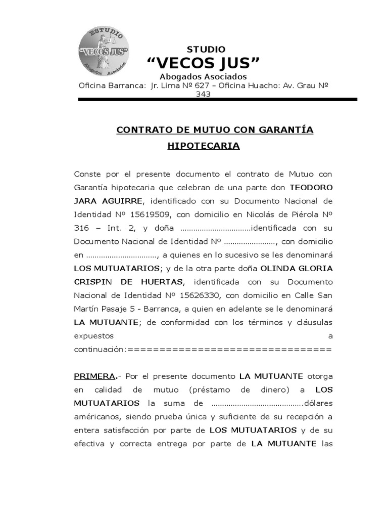 Contrato De Mutuo Pdf – EL CONTRATO DE MUTUO – LTGCJ