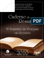Caderno de Resumos: IV Seminário de Literatura (UFU-2010)