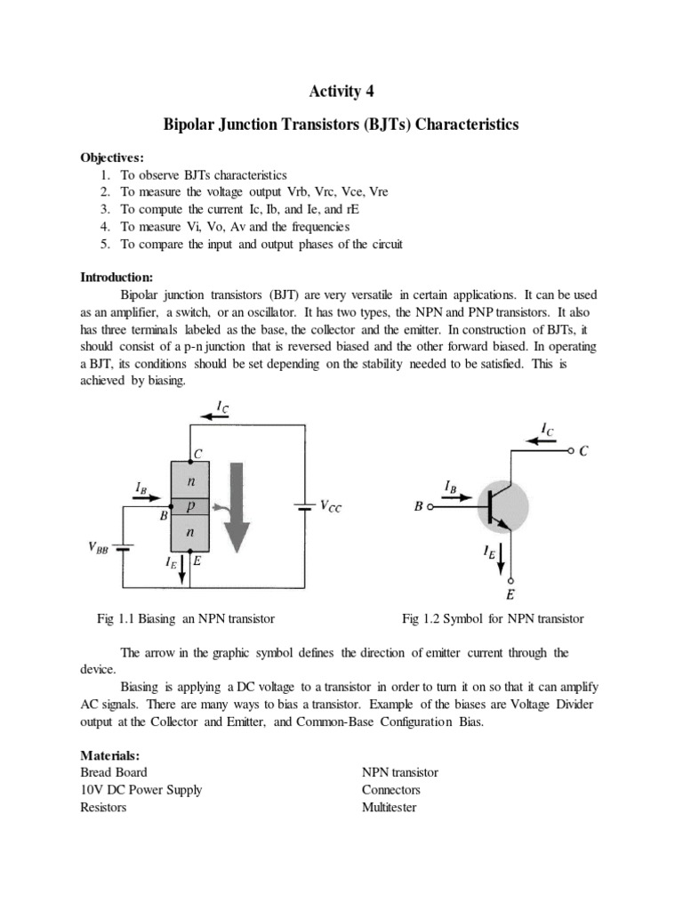 Bipolar Junction Transistor PDF Bipolar Junction Transistor Amplifier