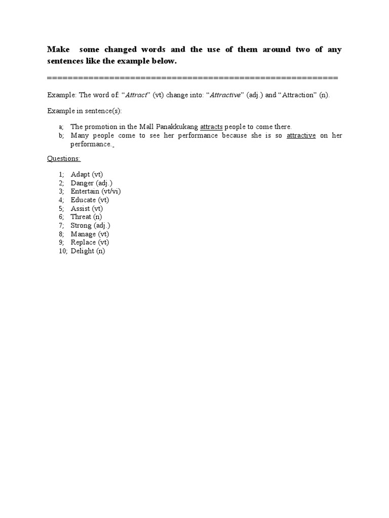 Word Transformation Exercises | PDF