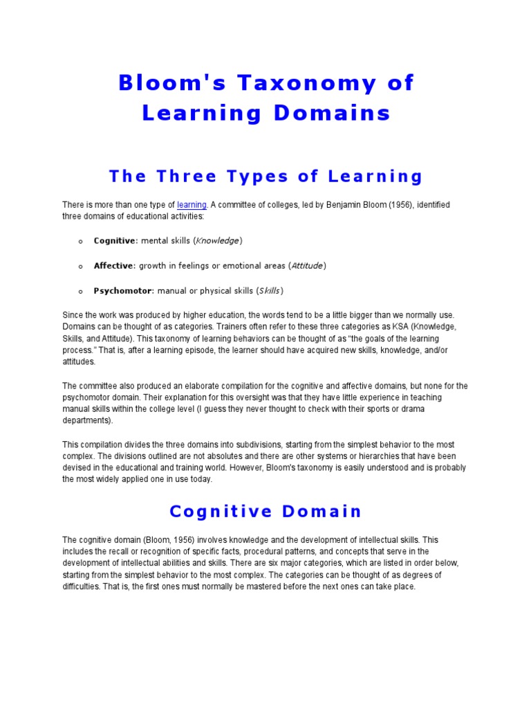 Taxonomy of Learning Objectives | PDF | Value (Ethics) | Learning