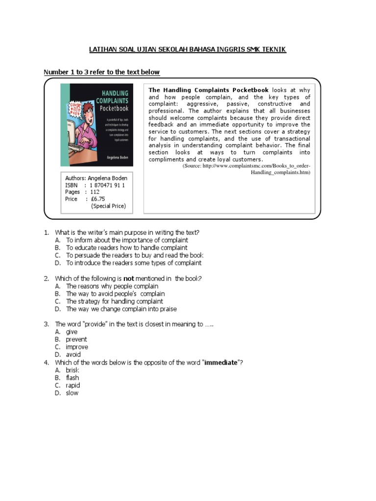 Latihan Soal Ujian Sekolah Bahasa Inggris Smk Teknik Languages