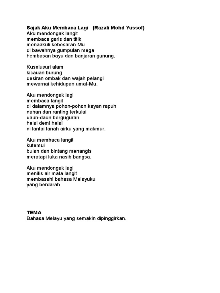 Teks Sajak Tema Bahasa Kebangsaan