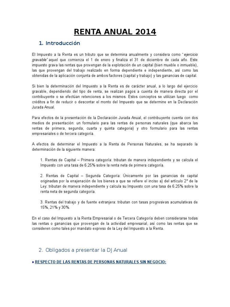 Declaración Renta Anual 2014 | PDF | Impuesto sobre la renta | Impuestos