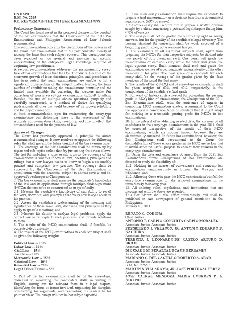 2011 Bar Exam Reforms | PDF | Test (Assessment) | Legal Education