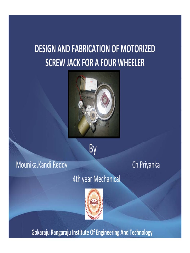 Motorized Screw Jack Design for Vehicles | PDF | Gear | Transmission ...