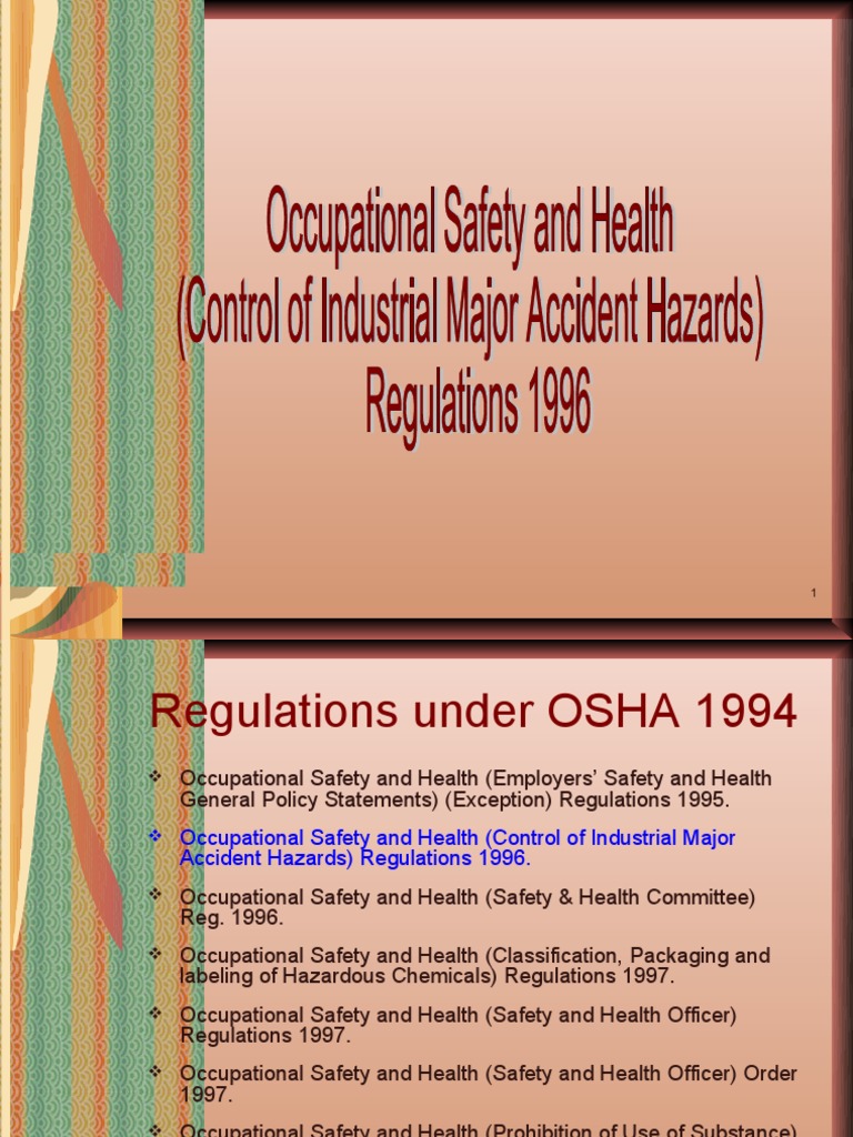 CIMAH Regulations 1996 Occupational Safety And Health Dangerous Goods