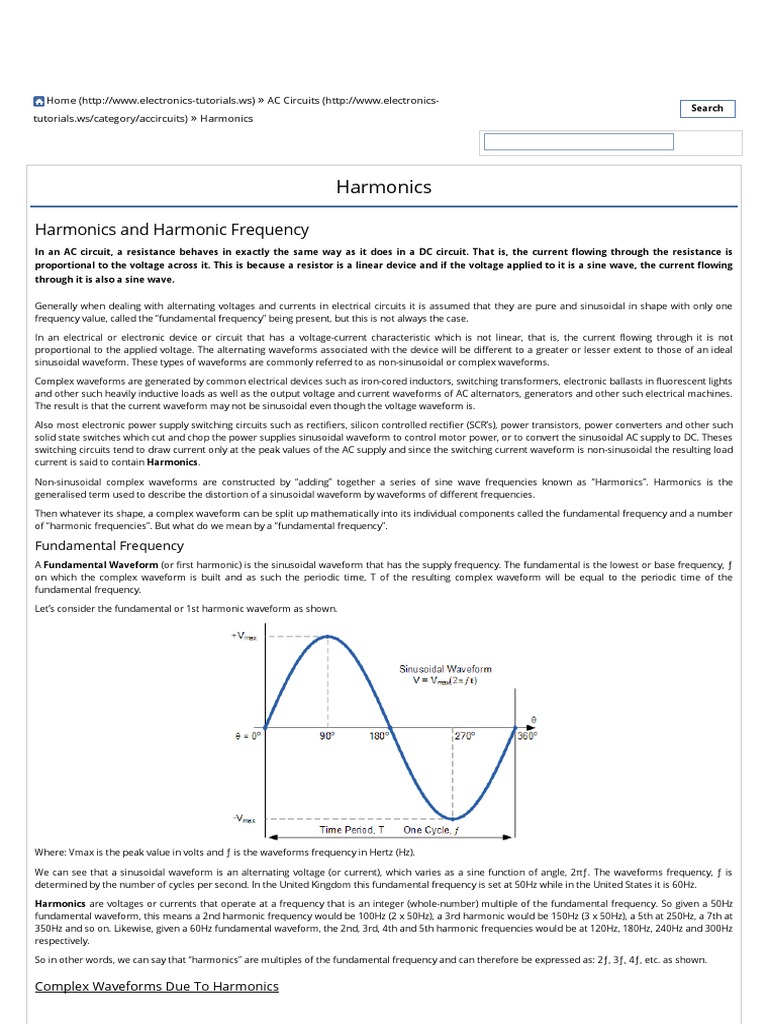 Harmonics And Harmonic Frequency In Ac Circuits Pdf Ac Power