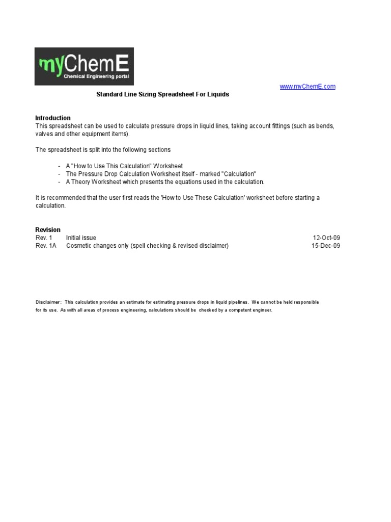 Liquid Line Sizing Calculation Tool | PDF | Reynolds Number | Fluid ...