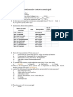 Questionnaire To Town Municipal: Monthly Chief/mayor