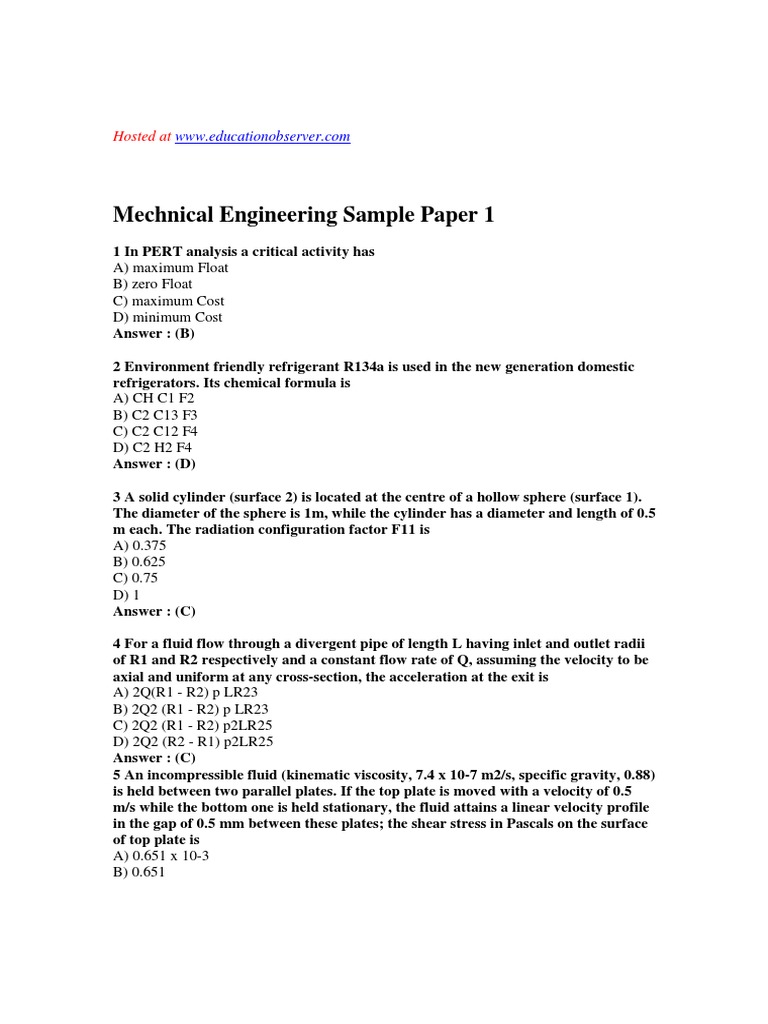 Mechanical Engineering Practice Paper Heat Ductility