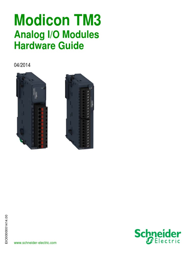 ModiconTM3 Analog IO Modules Hardware Guide Cable Electrical Wiring