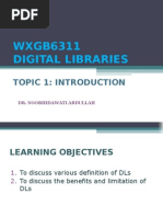 WXGB6311 Digital Libraries: Topic 1: Introduction