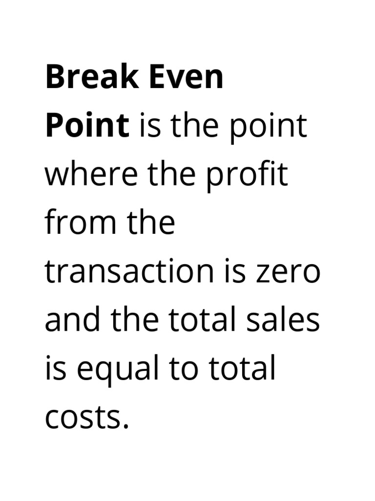 Break Even Point Analysis Guide | PDF