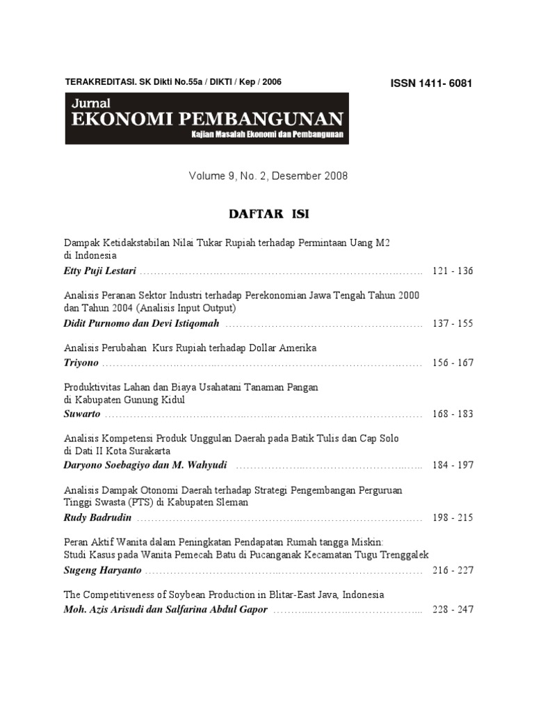 Jurnal Ekonomi Pembangunan Vol. 9, No. 2