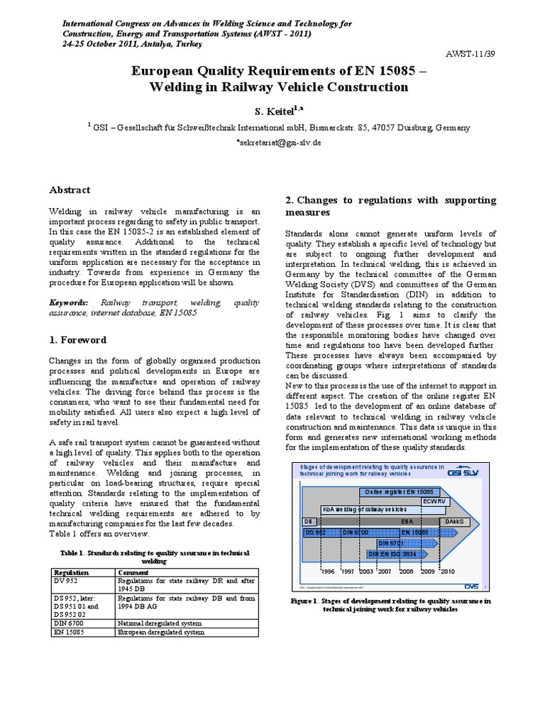 EN 15085 Guidelines for Railway Welding | PDF | Supply Chain | Transport