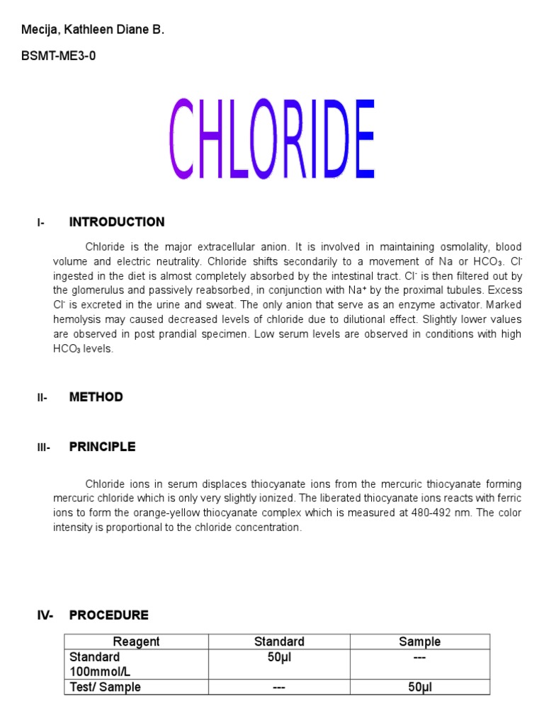 Chloride Ion Measurement and Significance | PDF | Science & Mathematics