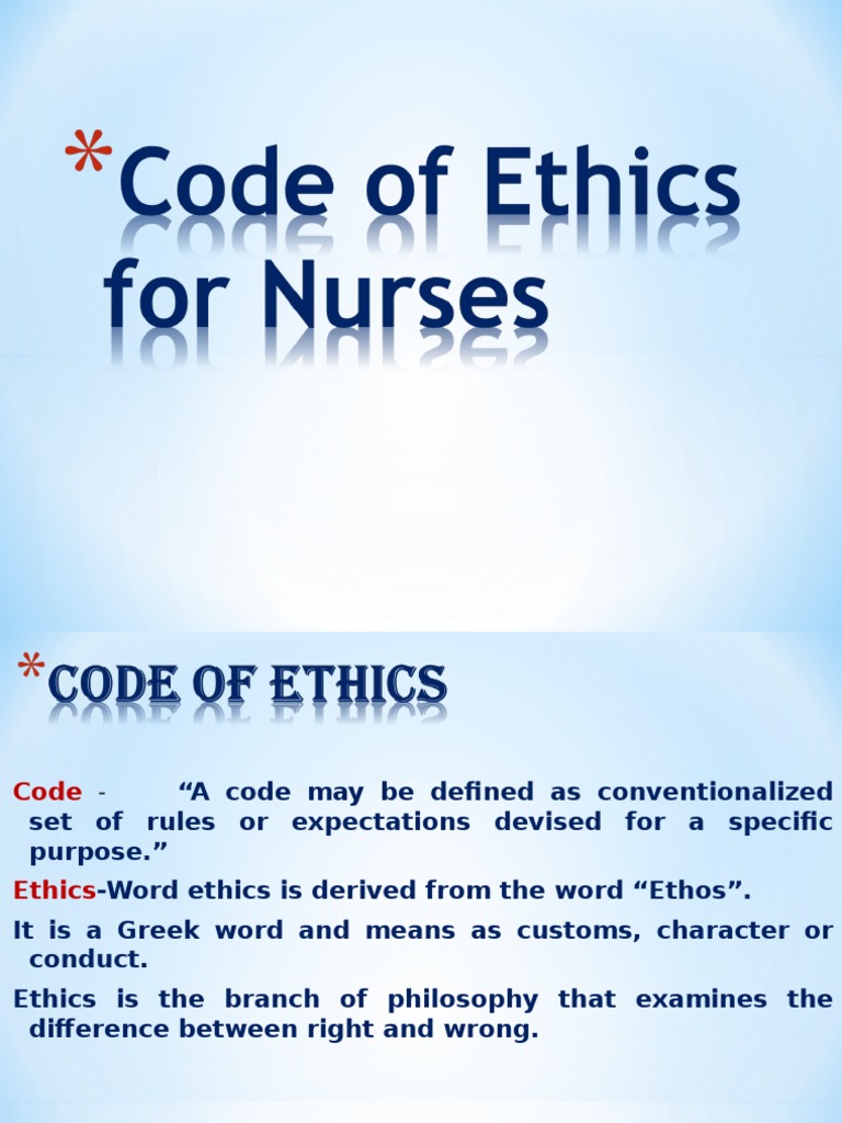 code of ethics nursing essay