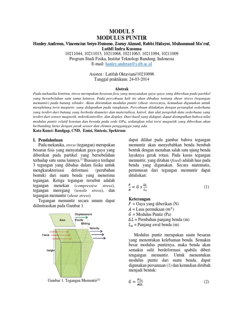 Modulus Puntir dan Torsi Batang Silinder | PDF