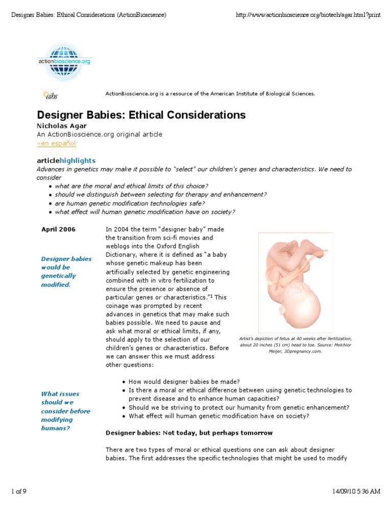 Day 28 - Resource 5a - Designer Babies-Ethical Considerations | PDF ...
