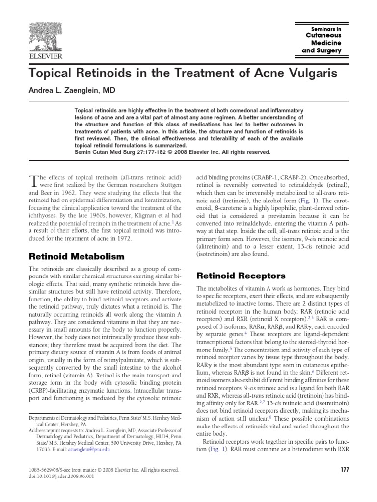 Topical Retinoids 27i3 Acne Vulgaris Vitamin A