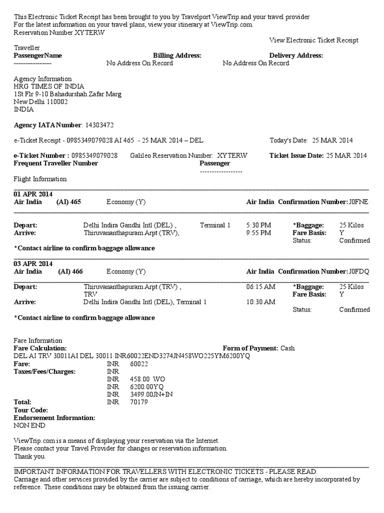 LTA Electronic Ticket Receipt Format | PDF