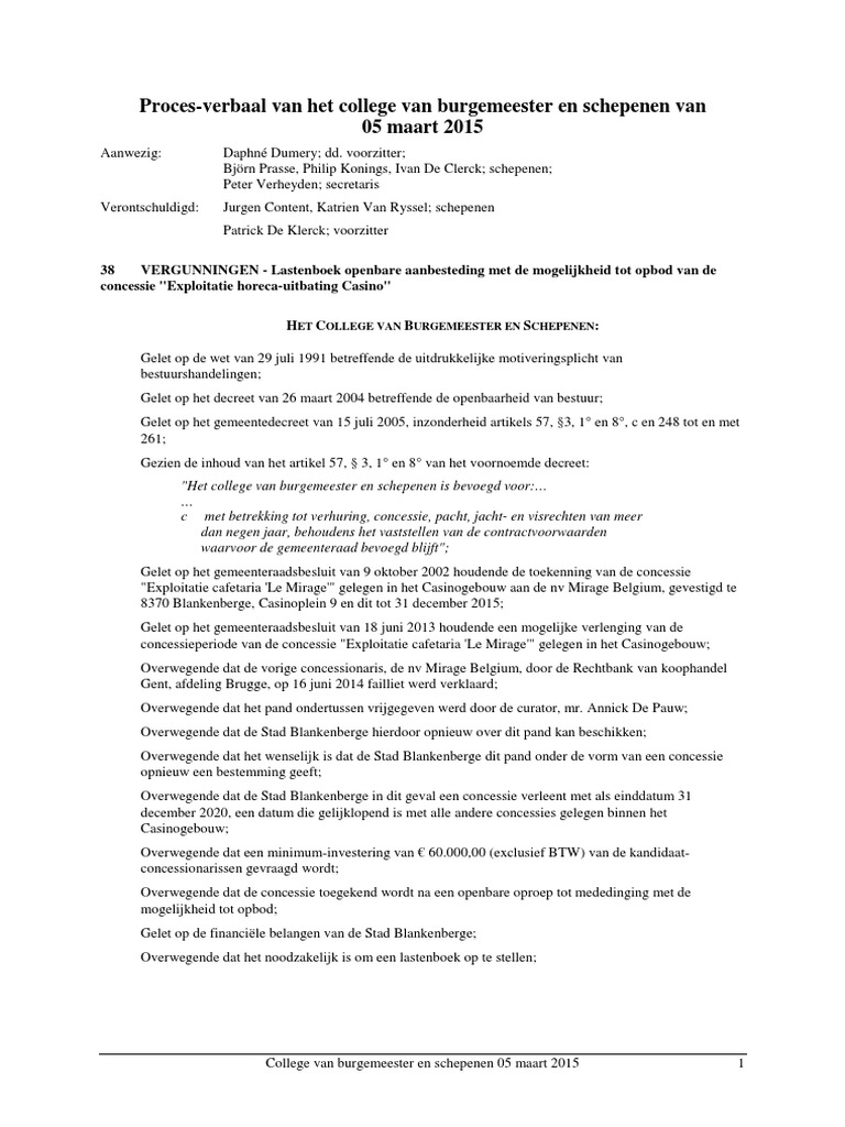 Stad Blankenberge Zoekt Nieuwe Uitbater Voor Cafetaria Le Mirage In Casinogebouw Pdf