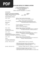 Curriculum Vitae of Finbar Laffan