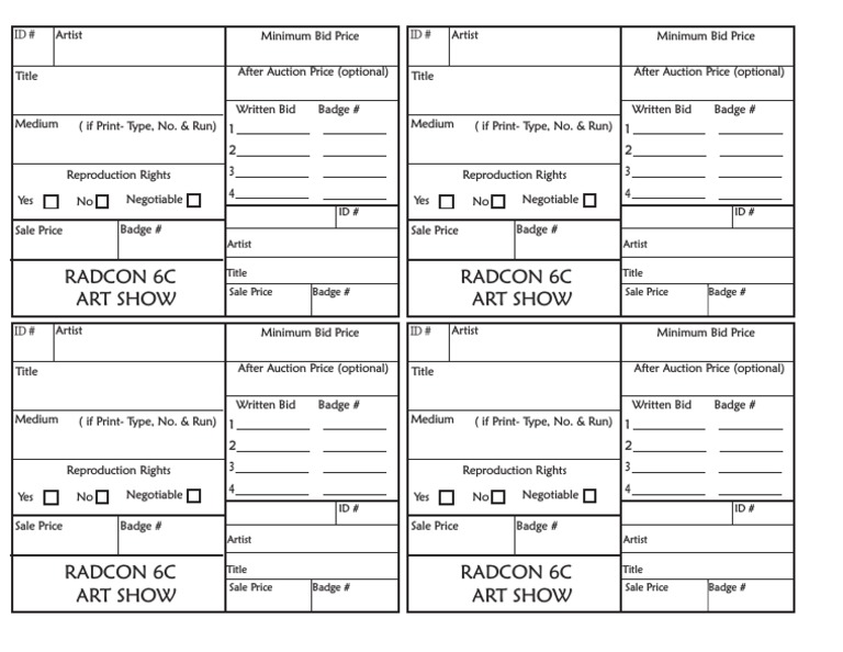 RADCON 6C Art Show Auction Details | PDF