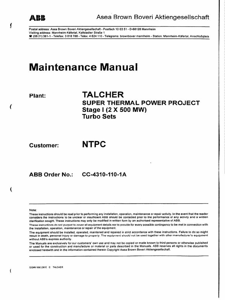ABB Turbo Generator Lub Oil System | PDF | Resistor | Mechanical