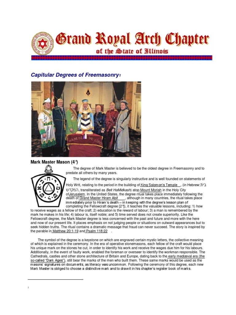 Capitular Degrees of Freemasonry | PDF | Freemasonry | Masonic Lodge