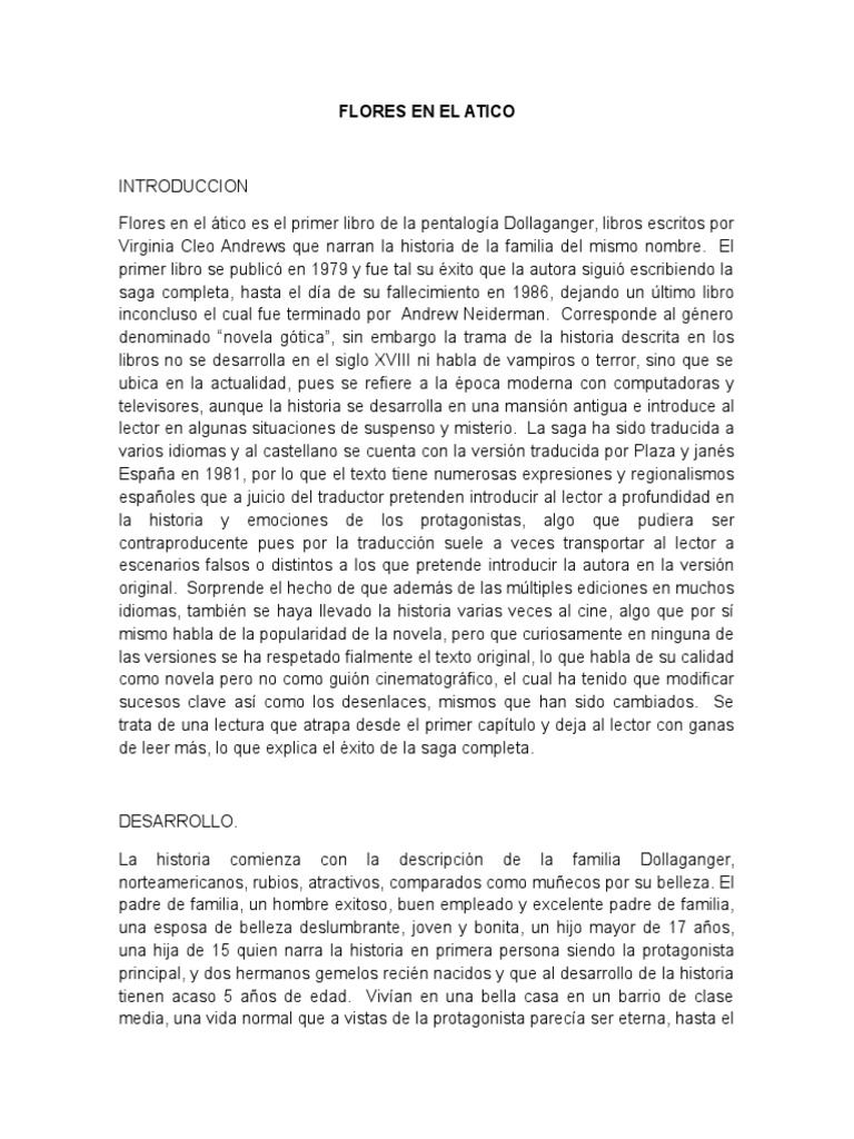 Flores en El Atico PDF Traducciones Familia